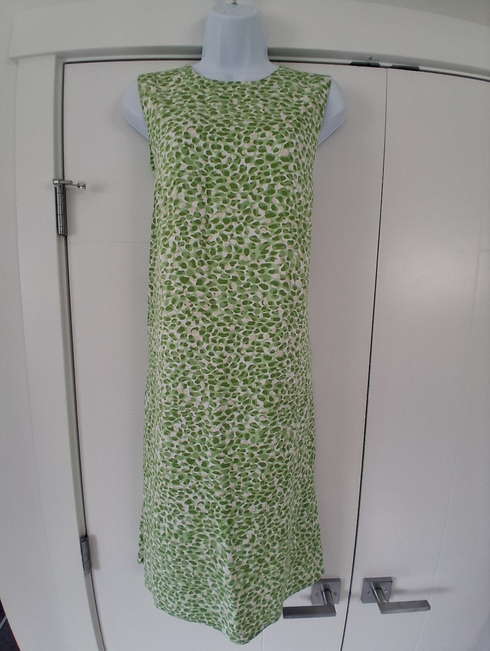 Olsen/ Sleeveless Green, Beige, White Pebble-Print Shift Dress/ Size US 8 - Picture 2 of 14